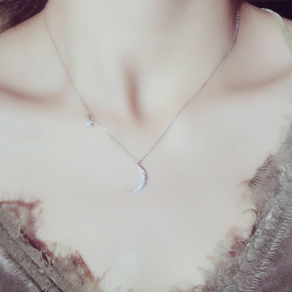 Jewelry - 925 sterling silver moon and star necklace